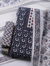 Embroidered Cotton Blend Ustitched Suit With Pant & Dupatta