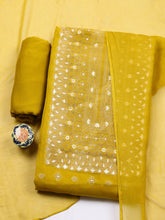 Woven Design Chanderi Unstitched Suit With Pant & Dupatta