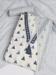 Printed Cotton Blend Unstitched Suit With Dupatta