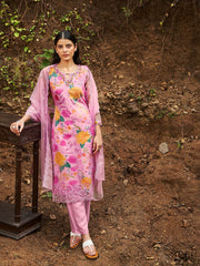 Printed Organza Kurta With Pant & Dupatta