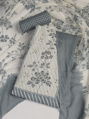 Printed Cotton Blend Unstitched Suit With Dupatta