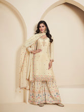 Embroidered Chinon Unstitched Suit With Pant & Dupatta