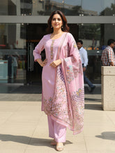 Printed Cotton Blend Kurta With Pant & Dupatta