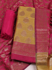 Neck Embroidered Cotton Blend Unstitched Suit With Dupatta