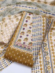 Printed Cotton Blend Unstitched Suit With Dupatta