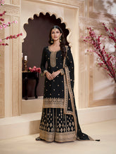 Embroidered Chinon Unstitched Suit With Pant & Dupatta