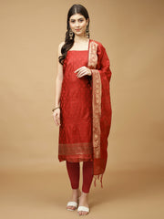 Woven Chanderi Unstitched Suit Piece With Dupatta