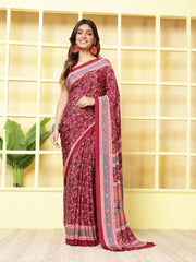 Floral Printed Crepe Saree