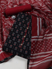 Printed Cotton Blend Unstitched Suit With Dupatta