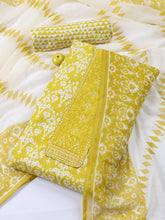 Printed Cotton Blend Unstitched Suit With Dupatta