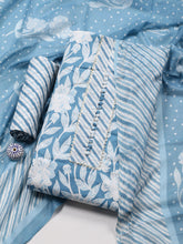 Neck Patti Cotton Blend Unstitched Suit With Dupatta