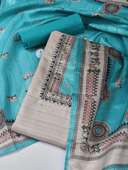 Printed Art Tussar Unstitched Suit With Dupatta