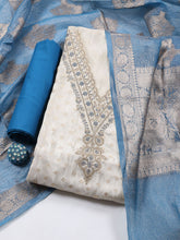 Neck Embroidered Tissue Unstitched Suit Piece With Dupatta