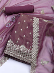 Neck Embroidered Tissue Unstitched Suit With Dupatta