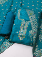 Neck Embroidery Chanderi Unstitched Suit With Dupatta