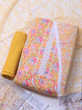 Patch Neck Cotton Blend Unstitched Suit Piece With Dupatta