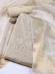 Neck Embroidered Tissue Unstitched Suit With Dupatta