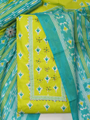 Digital Printed Cotton Blend Unstitched Suit With Dupatta