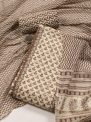 Printed Cotton Blend Unstitched Suit With Dupatta