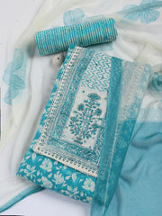 Printed Cotton Blend Unstitched Suit With Dupatta
