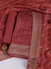 Embroidery Chanderi Unstitched Suit With Dupatta