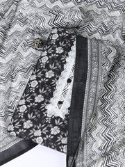 Printed Cotton Blend Unstitched Suit With Dupatta
