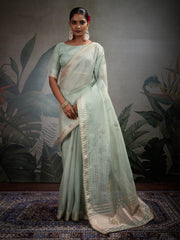 Woven Border Linen Saree