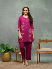 Printed Cotton Blend Kurta With Pants