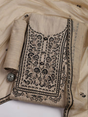 Embroidered Chanderi Unstitched Suit Piece With Dupatta