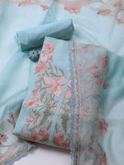 Embroidery Chanderi Unstitched Suit With Dupatta