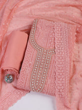 Chiken Work Georgette Unstitched Suit With Dupatta