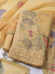 Embroidered Chanderi Unstitched Suit With Dupatta