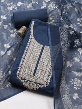 Neck Embroidered Chanderi Unstitched Suit With Dupatta