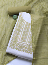 Neck Embroidery Cotton Blend Unstitched Suit With Dupatta