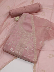 All Over Embroidered Crepe Unstitched Suit Piece With Dupatta
