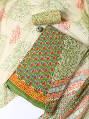 Printed Cotton Blend Unstitched Suit With Dupatta
