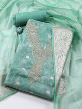 Neck Embroidered Tissue Unstitched Suit Piece With Dupatta