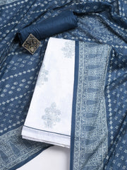 Printed Cotton Blend Unstitched Suit With Dupatta