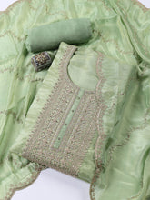 Neck Embroidered Tissue Unstitched Suit With Dupatta