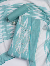 Neck Embroidered Cotton Blend Unstitched Suit Piece With Dupatta