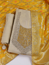 Neck Embroidery Chanderi Unstitched Suit With Dupatta