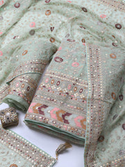 Embroidered Georgette Unstitched Suit Piece With Dupatta