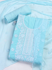 Embroidered Cotton Blend Unstitched Suit Piece With Dupatta