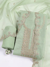 Embroidered Cotton Blend Unstitched Suit Piece With Dupatta