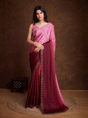 Embroidered Chinon Saree