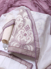 Embroidered Chanderi Unstitched Suit With Dupatta