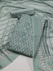 Floral Printed Cotton Blend Unstitched Suit Piece With Dupatta