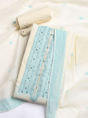 Neck Embroidery Cotton Blend Unstitched Suit With Dupatta