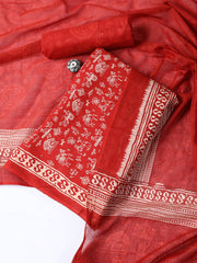 Printed Cotton Blend Unstitched Suit With Dupatta