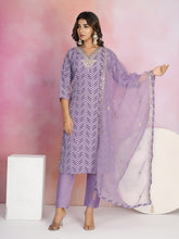 Printed Cotton Blend Kurta With Pants & Dupatta